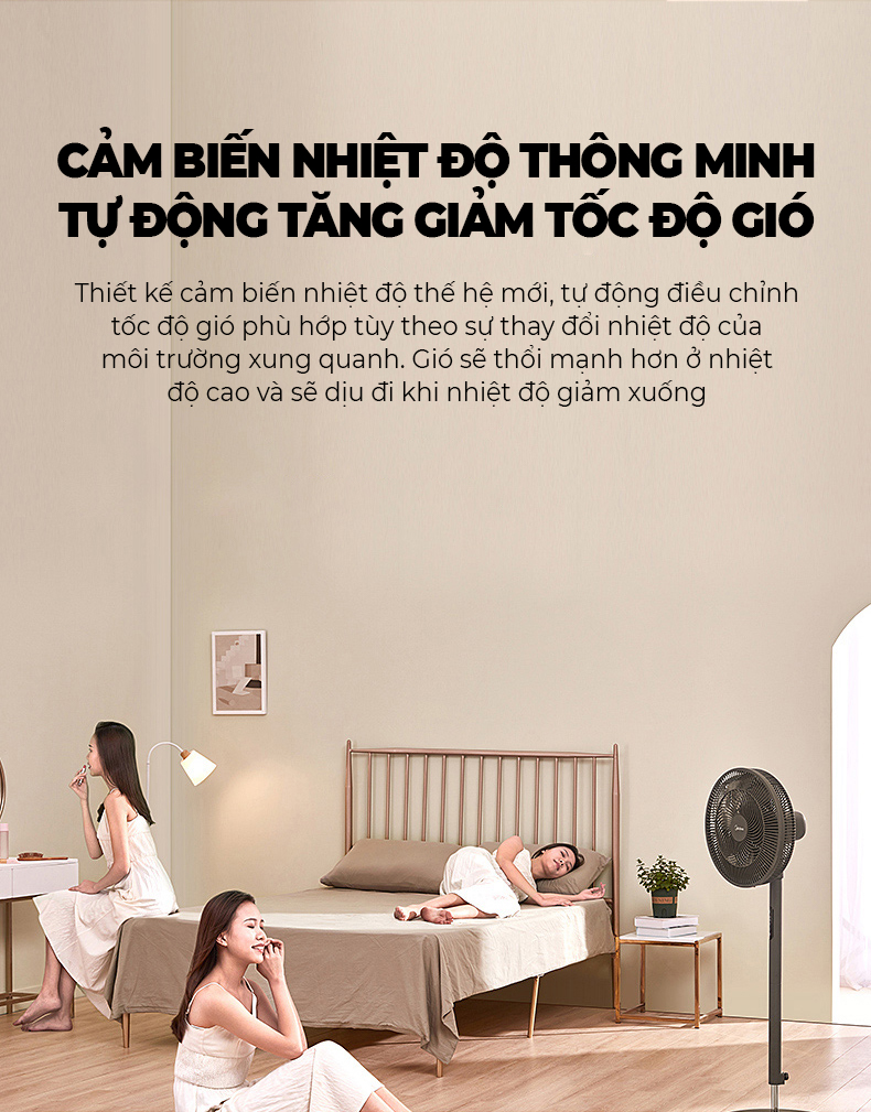 Quạt đứng Midea SAD35EZ màu cà phê 3 Mức gió tự tăng giảm theo nhiệt độ phòng Có điều khiển từ xa Tiết kiệm năng lượng Hàng Chính Hãng