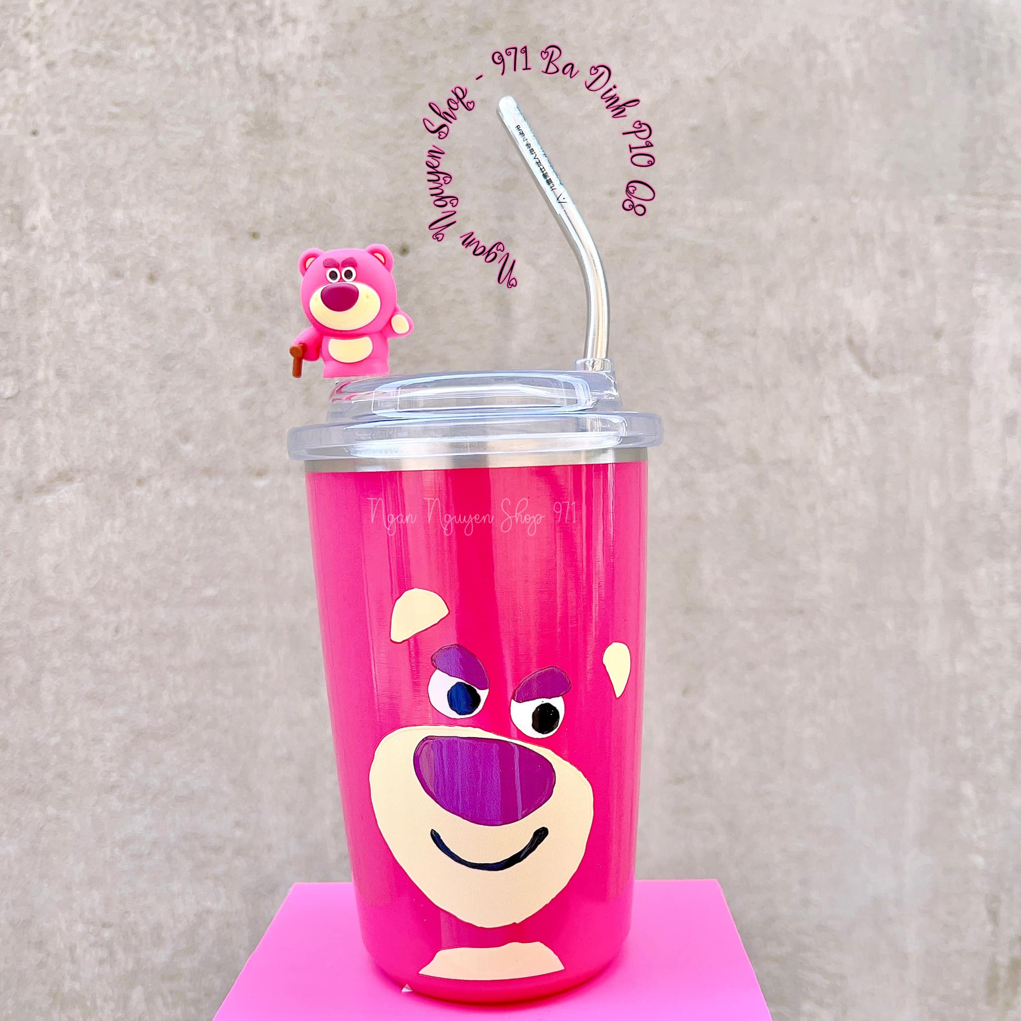 LY GIỮ NHIỆT GẤU DÂU LOTSO SIÊU CƯNG 450ml