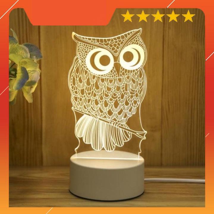 Đèn led 3d 3 màu mẫu con Cú-quà tặng đèn ngủ, trang trí
