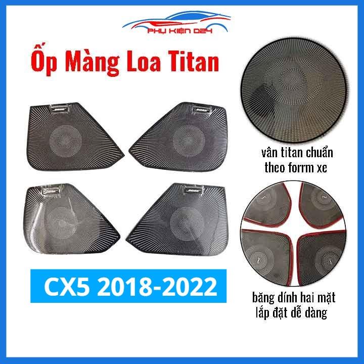 Bộ ốp màng loa vân Titan cho xe CX-5, CX5 2018-2019-2020-2021-2022 chống xước trang trí nội thất ô tô