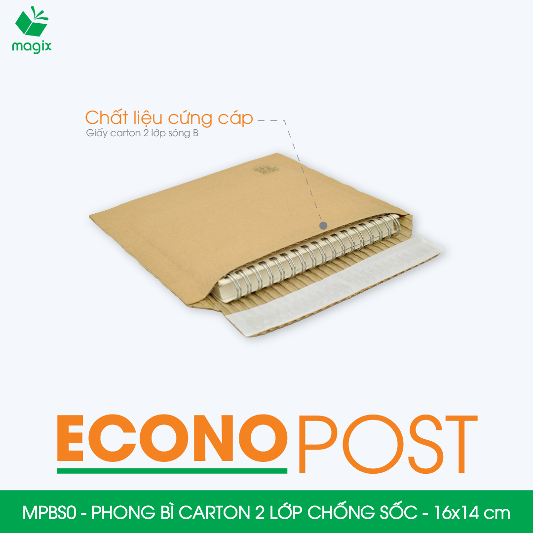 MPBS0 - 16x14 cm - Combo 20 túi phong bì carton chống sốc, chống thấm nước, sẵn keo niêm phong