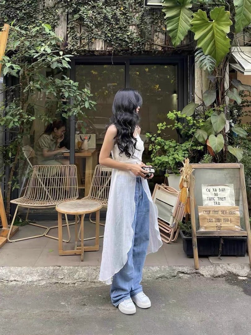 ÁO CROPTOP TÀ DÀI MIDI SUÔNG TRƠN 2 DÂY XẺ TÀ ĐI BIỂN ĐI TIỆC DẠO PHỐ