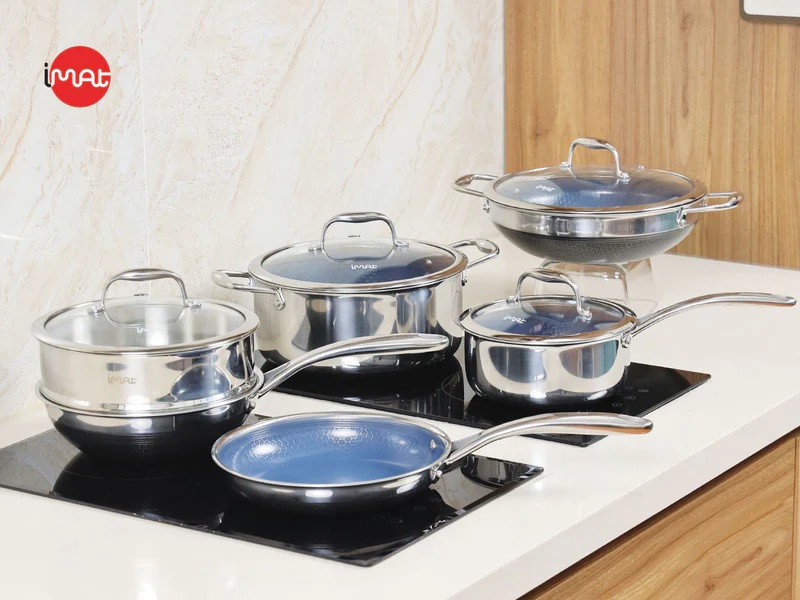Bộ Nồi Chảo iMat Hybrid Lòng Xanh