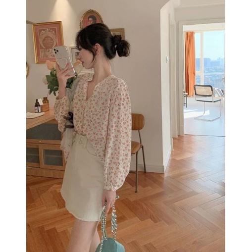 Áo vải voan tay dài thiết kế ngọt ngào kiểu Pháp