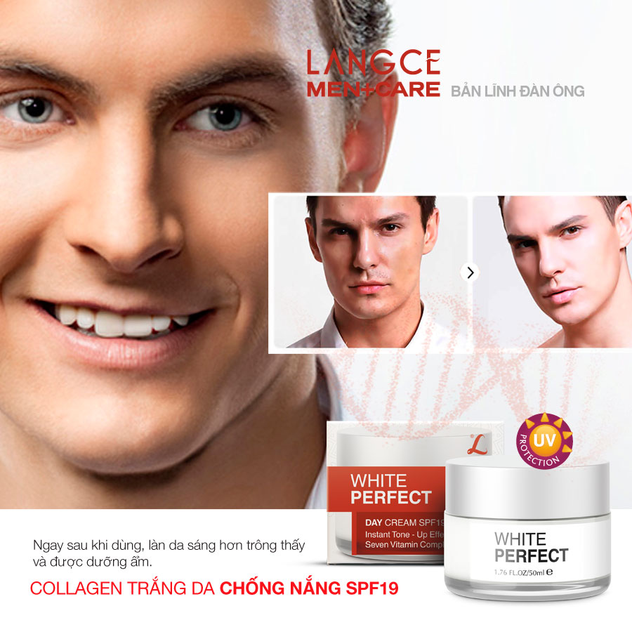 COLLAGEN WHITE PERFECT TRẮNG DA GIỮ ẨM CHỐNG NẮNG SPF19 50ml - KEM NGÀY LANGCE dành cho Nam