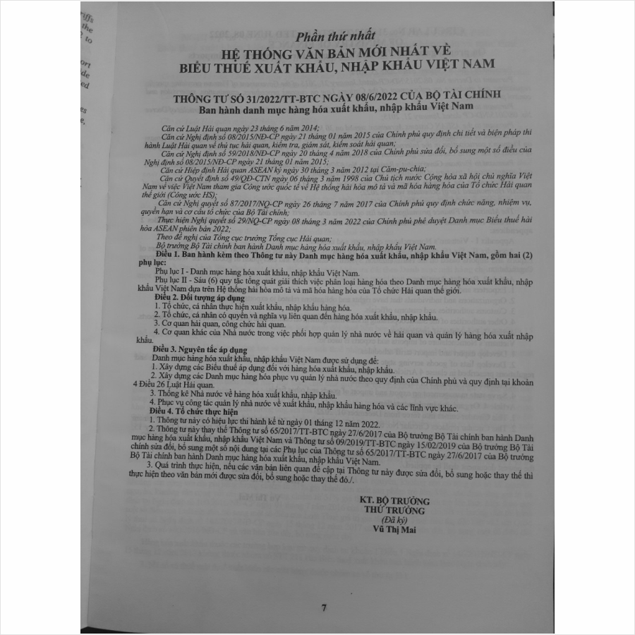 Sách Biểu Thuế Xuất Khẩu - Nhập Khẩu 2024 (Song ngữ Việt - Anh) - V2323D