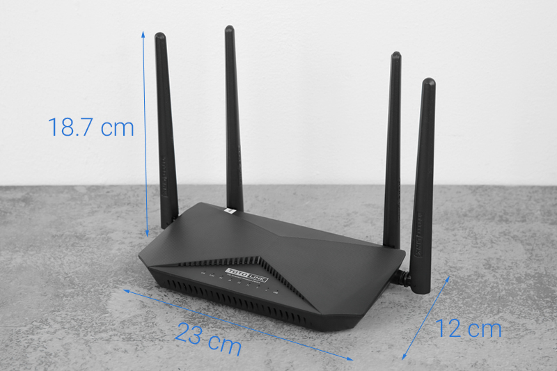 Bộ Phát Sóng Wifi Router Chuẩn AC1200 Băng Tần Kép Totolink A3002RU V2 Đen - Hàng chính hãng