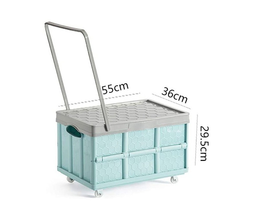 Hộp đựng đồ có thể gập lại có bánh xe và nắp đậy 55L