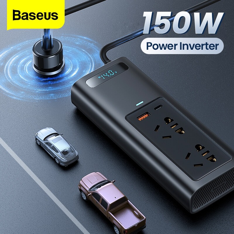 Tẩu Sạc Nhanh Đa Năng Trên Ô Tô Baseus Car Inverter 12V, DC 110V - 220v, 150W Phù Hợp Với Mọi Loại Xe Hơi - Hàng Chính Hãng