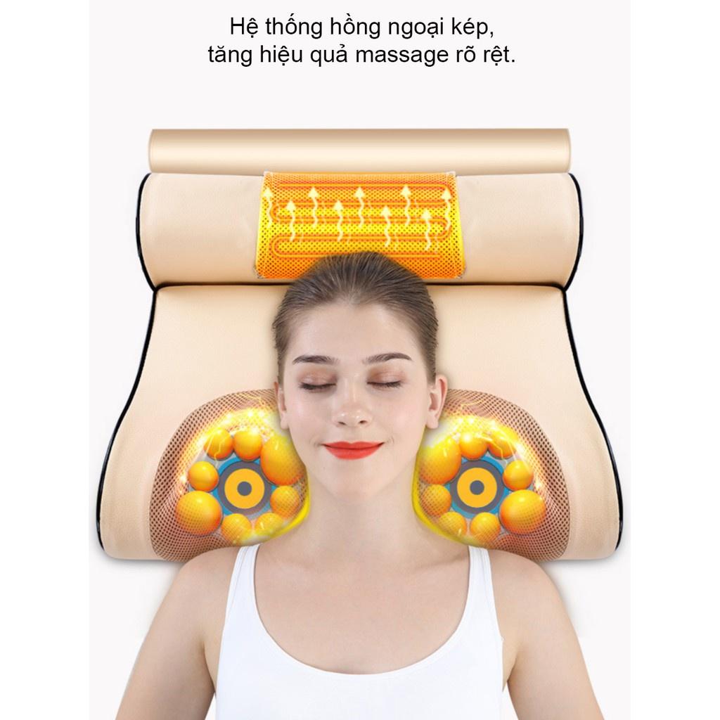 Gối Massage Hồng Ngoại Kép RULAX, Gối Mát Xa Trị Liệu Kết Hợp Thảo Dược, Da Pu Cao Cấp RL-04