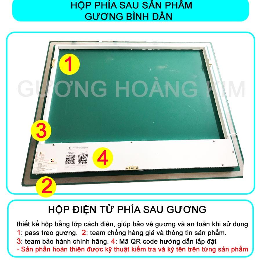 Gương nhà tắm cảm ứng đèn led thông minh treo tường chữ nhật trang điểm kích thước 40x60cm mã HK-3001