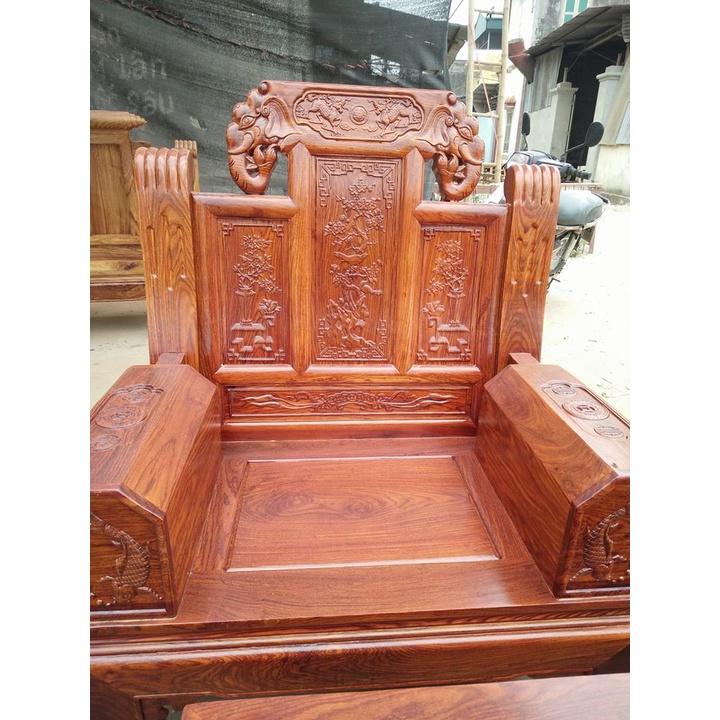 Bộ bàn ghế phòng khách âu á tay hộp gỗ hương đá tay 10