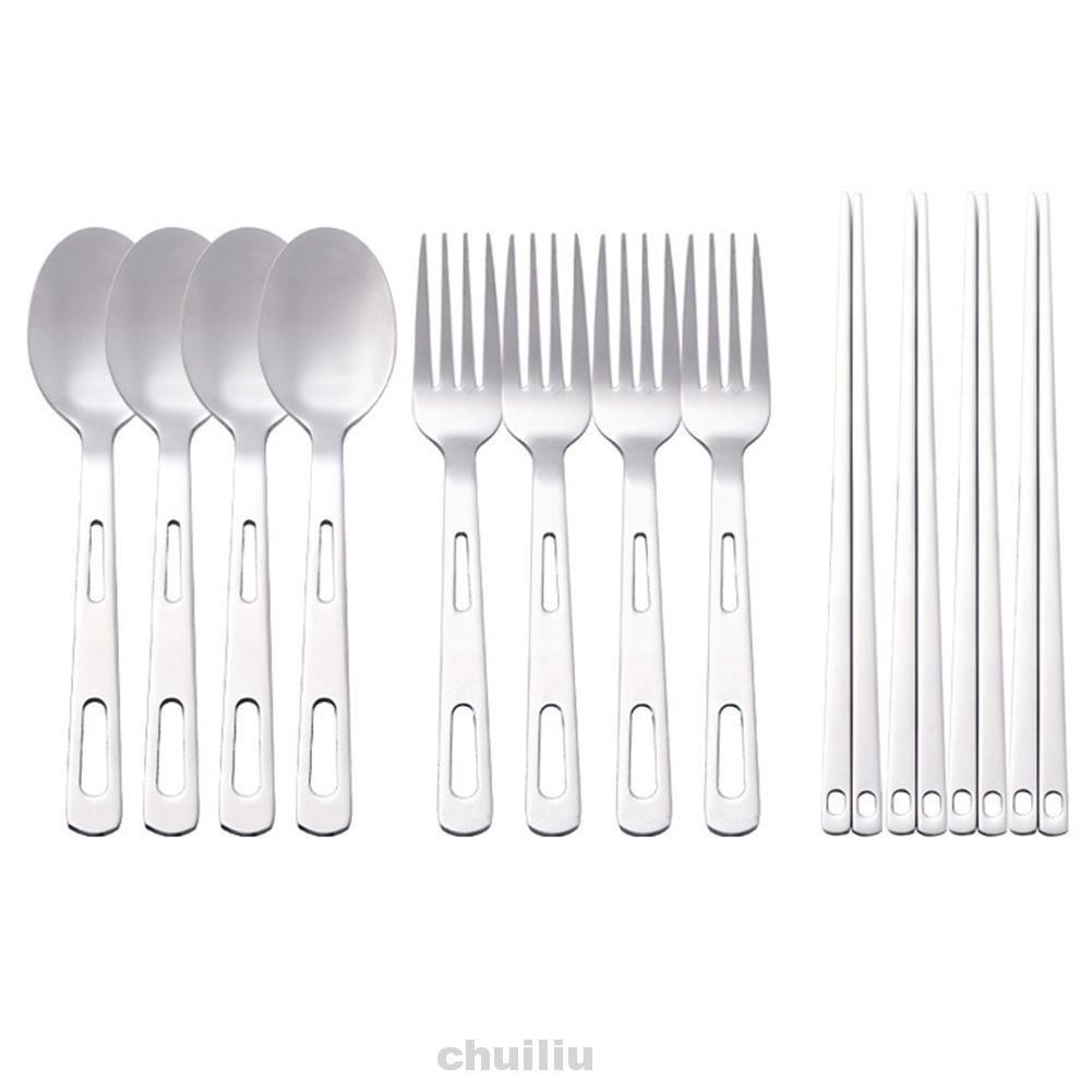 Bộ 13 Dụng Cụ Ăn Uống Bằng Thép Không Gỉ Kèm Túi Đựng Tiện Dụng Mang Theo Du Lịch Cắm Trại
