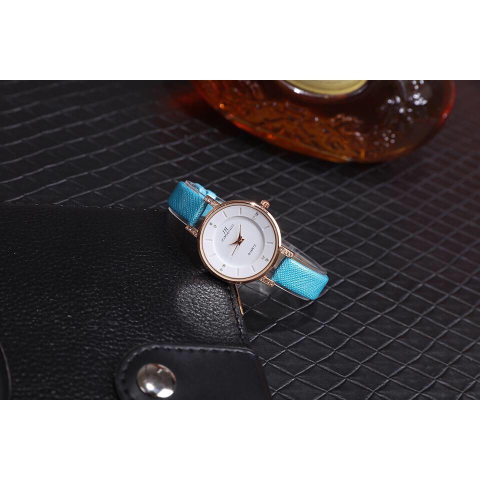 Đồng hồ thời trang nữ Jeams& Hazel dây da MS02 mặt mạ tĩnh điện cực bền V6630