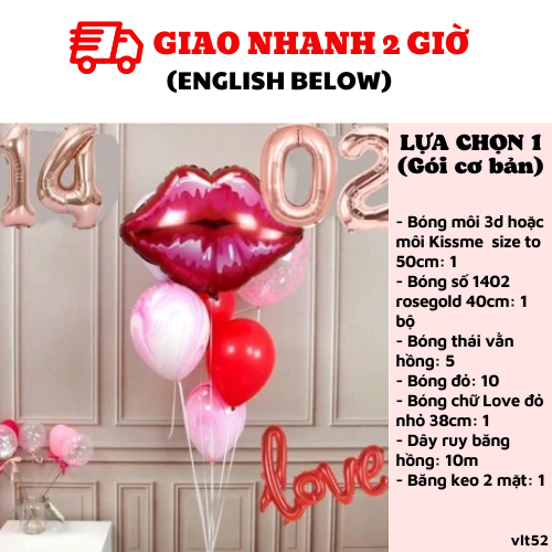 Bộ bong bóng trang trí Valentine combo set vlt52
