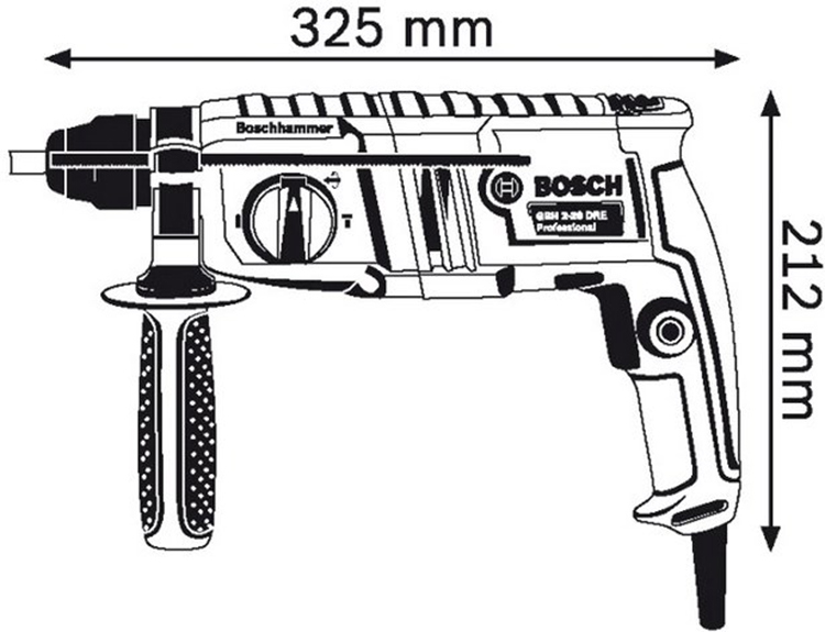 Máy khoan búa Bosch GBH 2-20 DRE - Tặng kèm bộ 3 mũi khoan