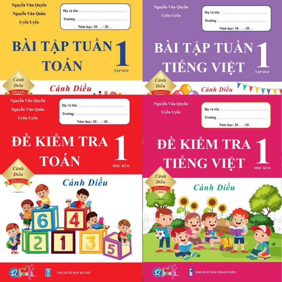 ￼Sách - Combo Đề Kiểm Tra và Bài Tập Tuần Toán và Tiếng Việt 1 - Cánh Diều - Học Kì 2 (4 cuốn)