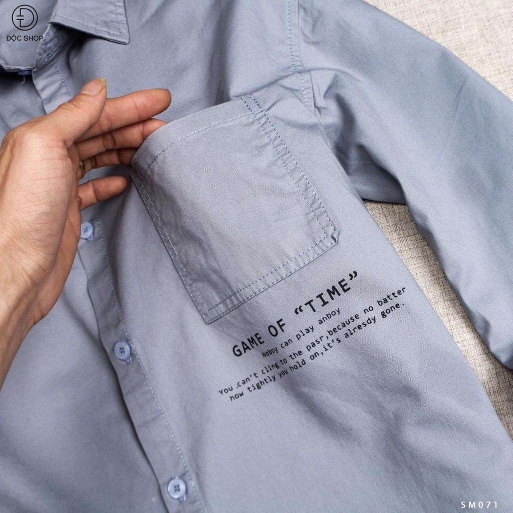Áo sơ mi nam dài tay phối chữ trước sau trẻ trung, nam tính Mã A259 TOP FASHION SHOP