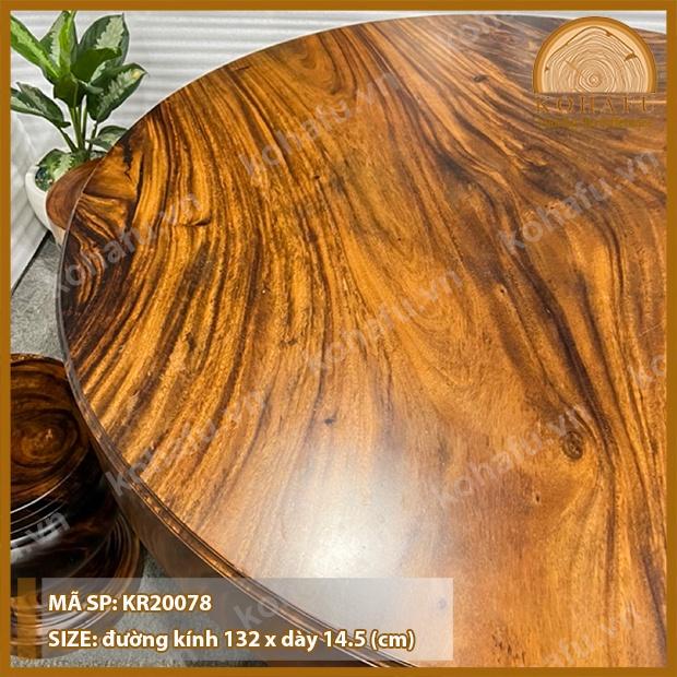 Bàn Tròn Nguyên Tấm Gỗ Me Tây - Đường Kính 1.32m
