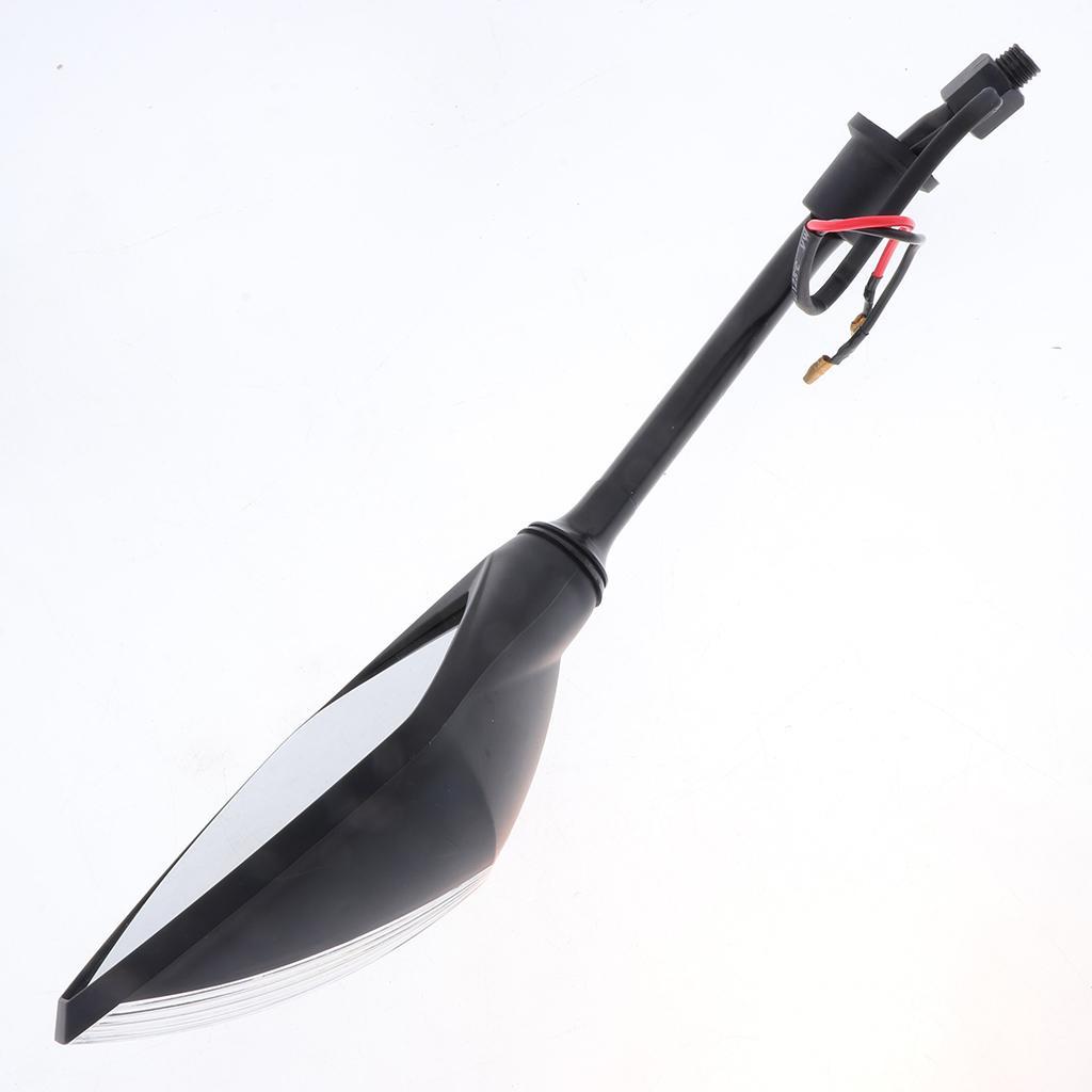 4X Motorcycle Side Rear View Mirrors w/ LED 10mm Indicator Light