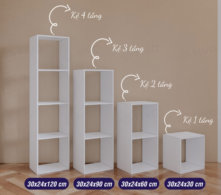 Kệ Sách Tổ Ong Gỗ MDF FIVO FB01 Màu Trắng Sáng Tạo Đa Công Dụng Dễ Lắp Ráp