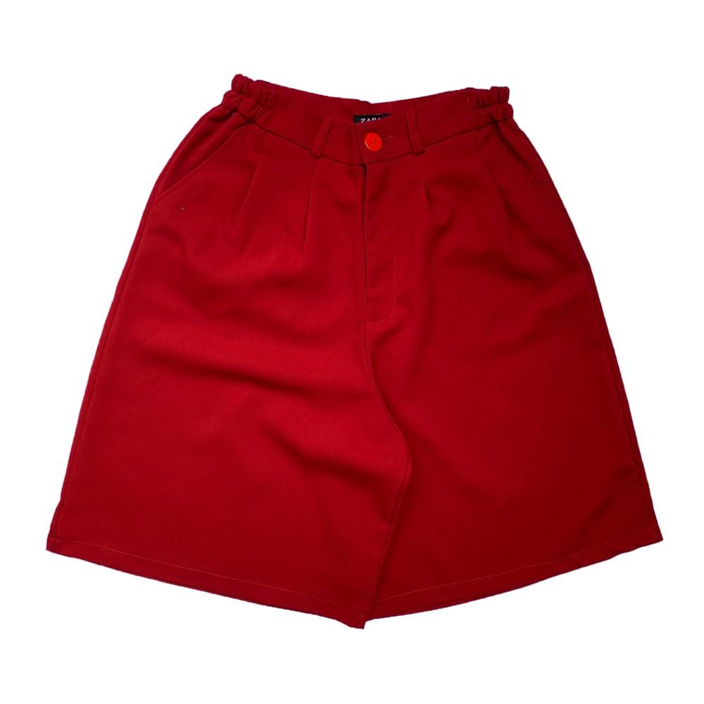   Quần short ống rộng Unisex nam nữ cạp cao màu đen CRQ023