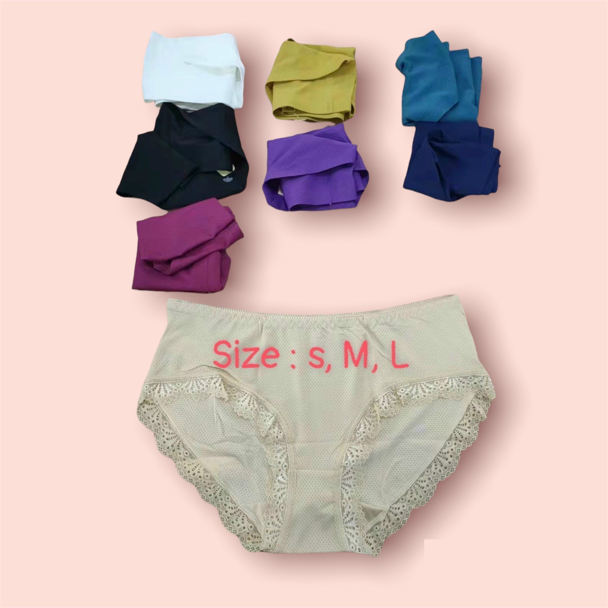 Combo 5 Quần Lót Nữ Thông Hơi Trơn Viền Ren Thái Lan 5866 – Siêu Mềm Mại, Thoáng Khí