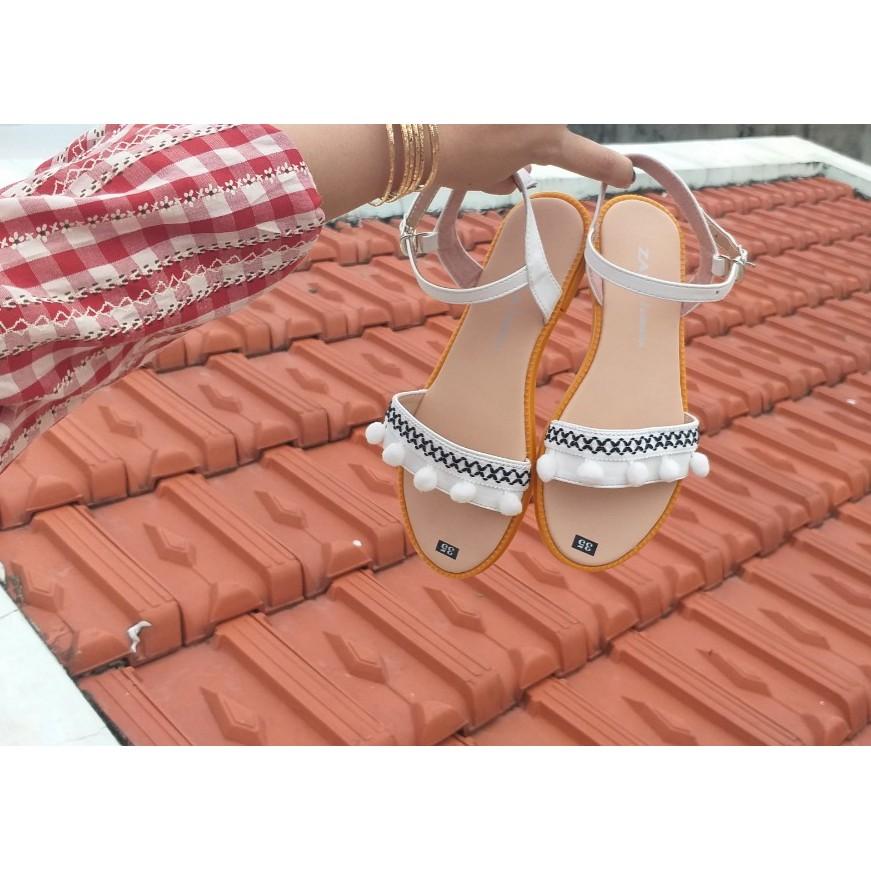 Dép Sandal phối Thổ Cẩm Boho Vintage