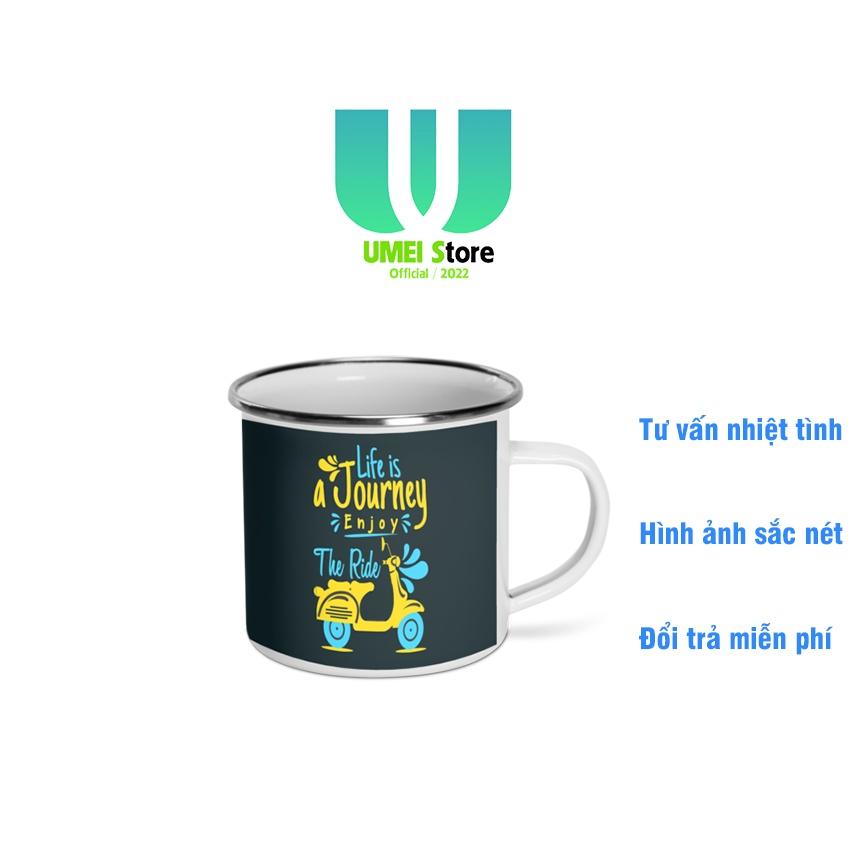 Cốc Uống Nước Inox Tráng Men Cắm Trại Làm Quà Tặng Campfire Mug IN  THEO YÊU CẦU