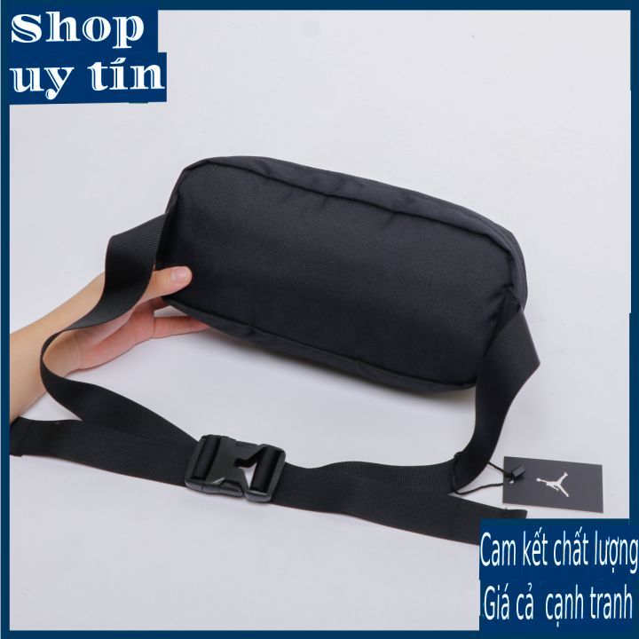Freeship - TÚI ĐEO CHÉO JOR.DAN JUMPMAN BLACK WAIST BAG CHỐNG THẤM 2 NGĂN KHÓA KÉO