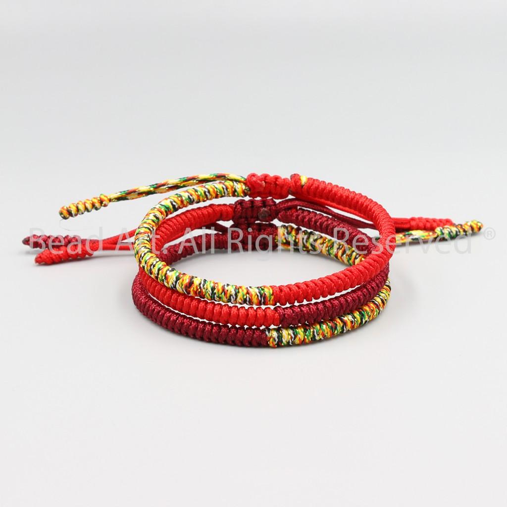 Vòng Tay Dây Ngũ Sắc Thắt Chỉ Màu Tibet Handmade , Hợp Mệnh Hoả, Thổ, Vòng Tay Phong Thuỷ, Chuỗi Hạt - Bead Art