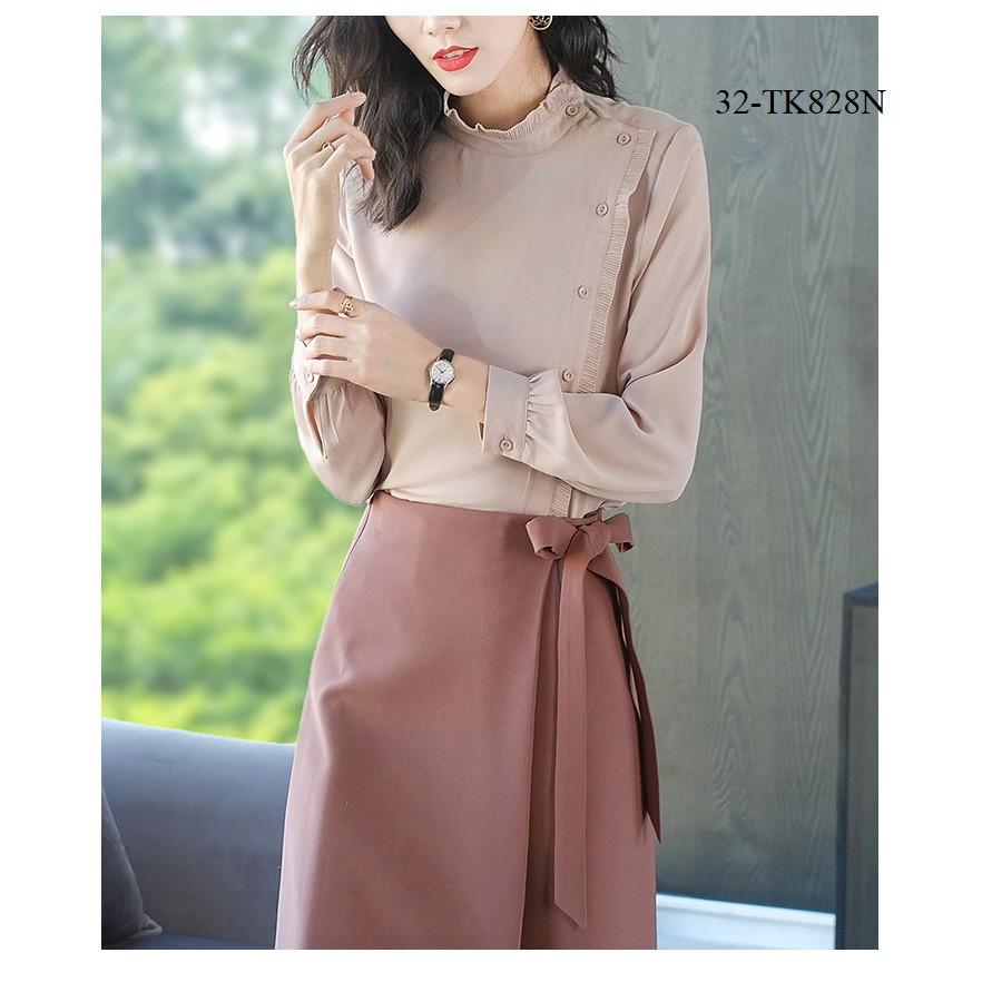 Tk724-SƠ MI NỮ THIẾT KẾ TAY DÀI s-6xl