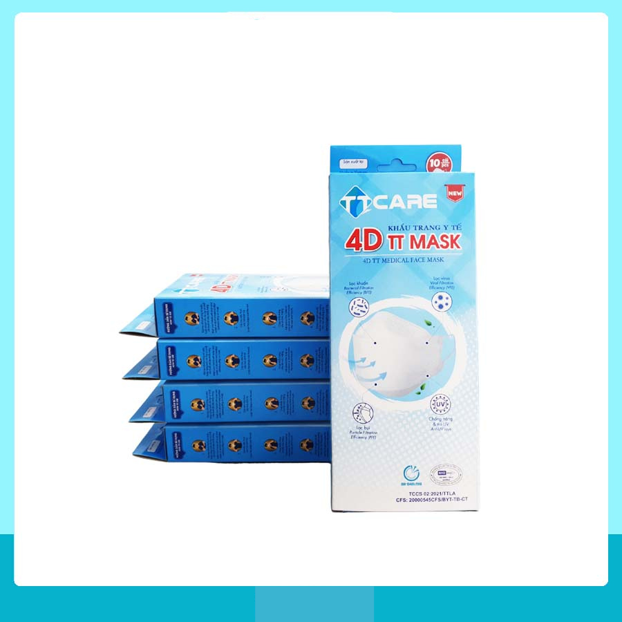 Khẩu Trang Y Tế 4D Kháng Khuẩn Cao Cấp TTMASK  Bảo Vệ Sức Khỏe Ngăn Bụi Bẩn Với Thiết Kế 3 Lớp Siêu Chắc Chắn - MÔN