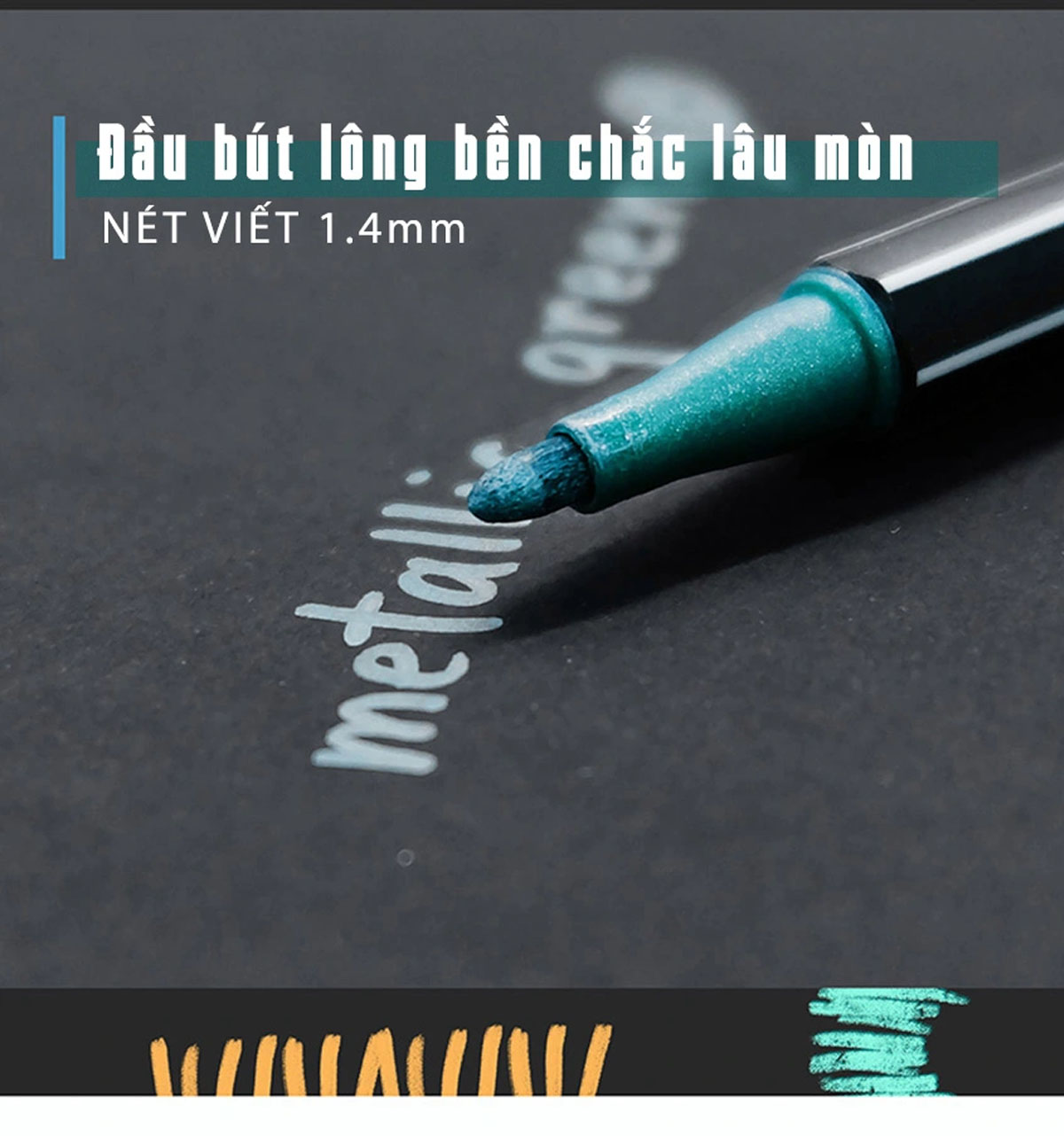 Hộp bút lông nhũ STABILO Pen 68 metallic (PNM68) - Nhũ xanh lá (836)