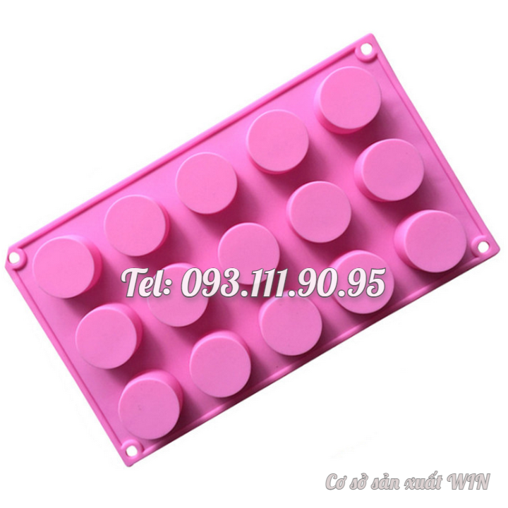 Khuôn silicon làm bánh, rau câu, bánh pudding, mousse 15 hình trụ tròn - Mã số 1016
