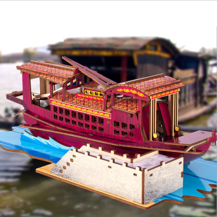 Đồ chơi lắp ghép gỗ 3D Mô hình Red Boat XI-G003 Laser