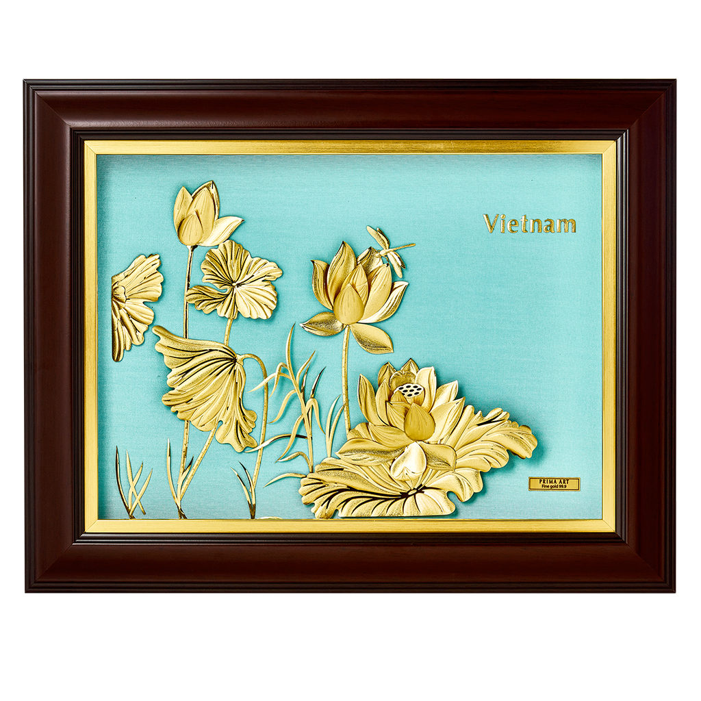 Tranh Vàng 24K PRIMA ART - Hoa Sen Việt Nam - Size 36 x 46 cm - CGS-0675-01