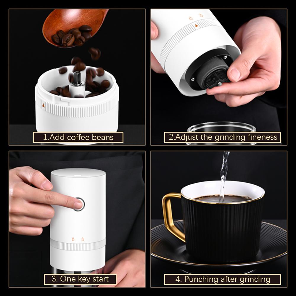 Coffee Bean Grinder Small Household Electric 6 Gear Balance Thickness Ceramic Grinding Core Outdoor Portable Grinder Cup