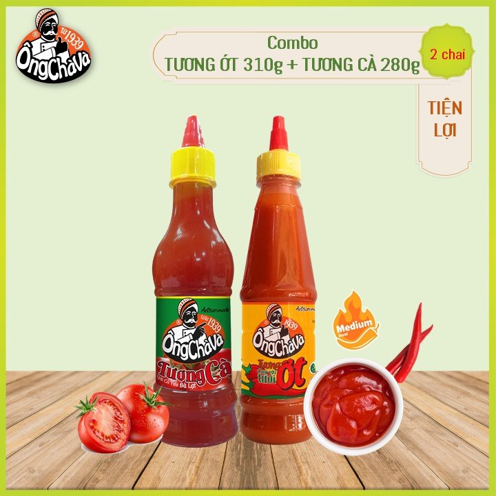 Combo 01 Chai Tương Ớt Ông Chà Và 310g + 01 Tương Cà Ông Chà Và 320g