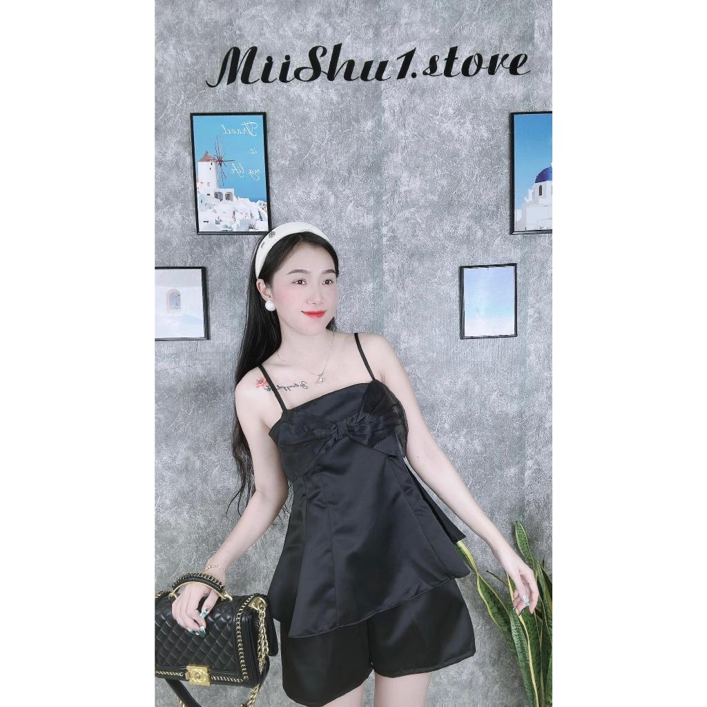Set Bộ dạo phố áo 2 dây quần short nữ vải phi bóng