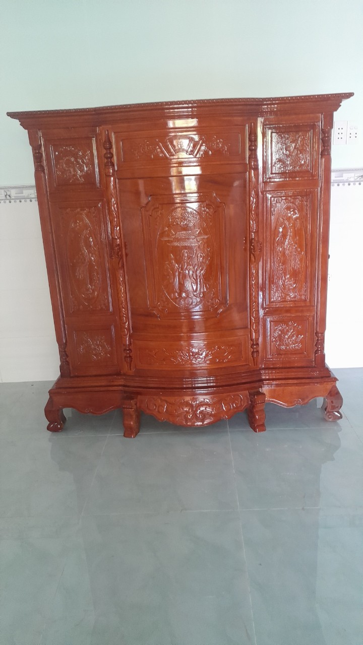 Tủ thờ gỗ tràm bụng phệ Phúc Lộc Thọ ,Tủ thờ gia tiên 1M 48