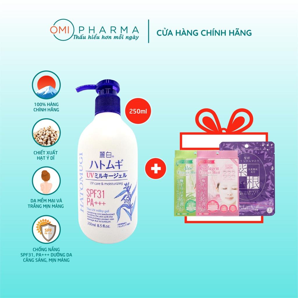 Sữa Dưỡng Thể Chống Nắng, Dưỡng Ẩm Reihaku Hatomugi UV Milky Gel SPF31 PA+++ (250ml)