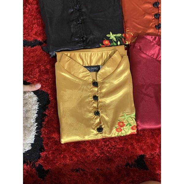 ĐỒ LAM ĐI CHÙA Mẫu Cổ Tàu Thêu Hoa