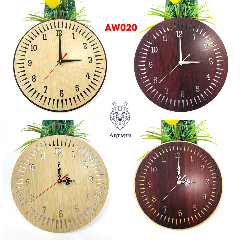 AW020 - Đồng Hồ Gỗ Treo Tường – Décor Trang Trí Hoa Hướng Dương