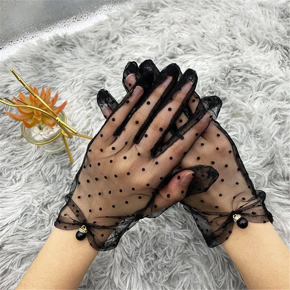 Găng tay trong suốt họa tiết chấm bi thời trang cho Cô dâu và Dạ hội, đi tiệc, sự kiện, lễ hội, chụp ảnh MS: 43345