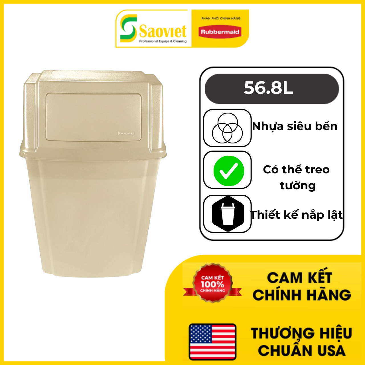 Thùng Rác Treo Tường Rubbermaid - SKU: FG782200 | SAOVIETCO
