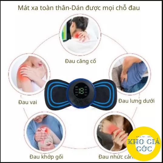 Miếng dán massage xung điện cổ vai gáy, bắp tay, lưng 8 chế độ mát-xa, sạc điện - Máy massage mini toàn thân khogiagpc