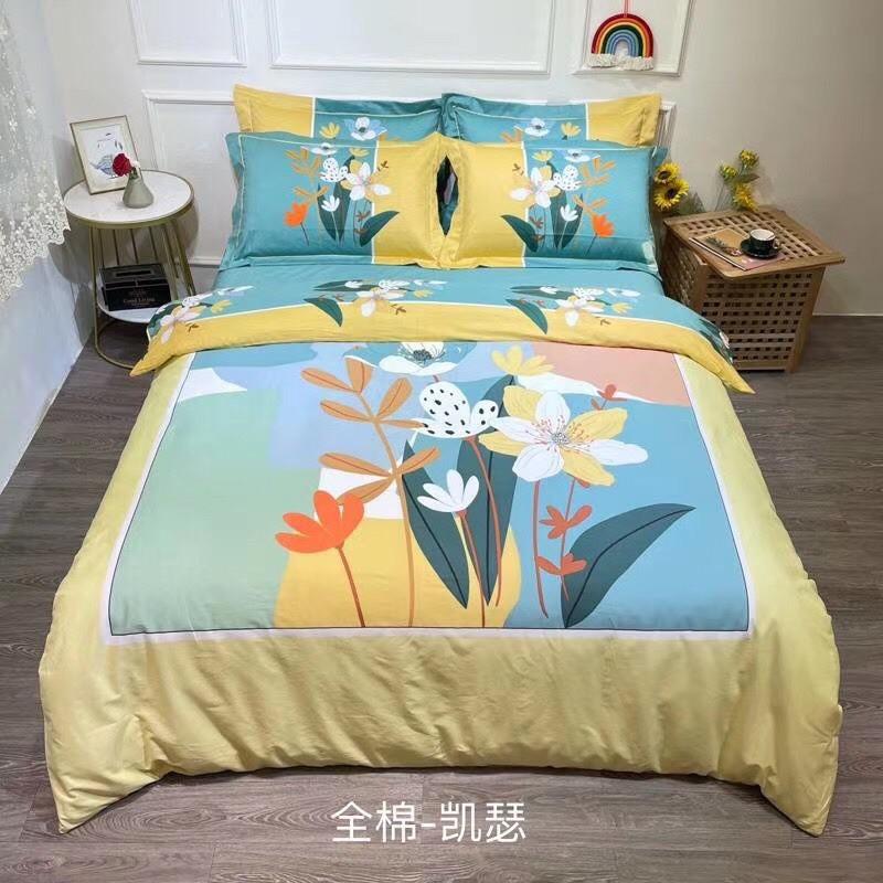 Set Ga Gối Cotton Organic Hàng Nhập Khẩu Cao CẤp 4 Món