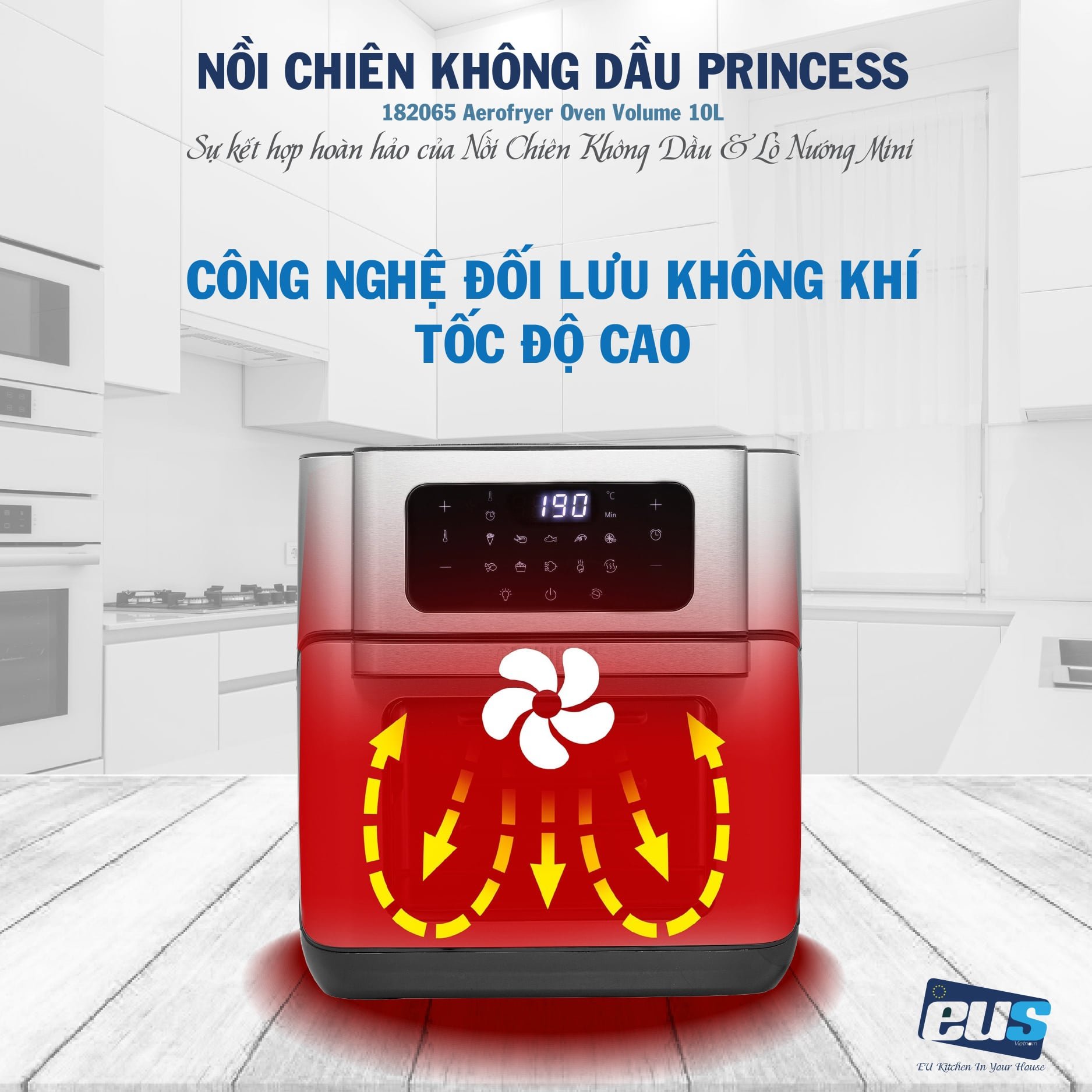 Nồi chiên không dầu 10L-12L PRINCESS Hàng Nhập Khẩu Chính Hãng Hà Lan, Chế Độ Cài Đặt Sẵn Tiện Lợi