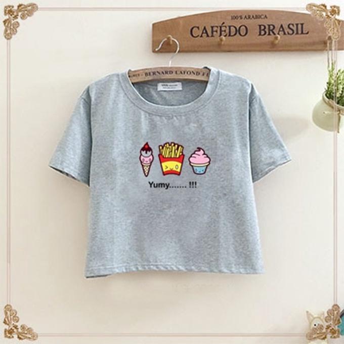 Áo Thun Croptop Nữ In Họa Tiết Ly Kem ATN116 - J.A Shop